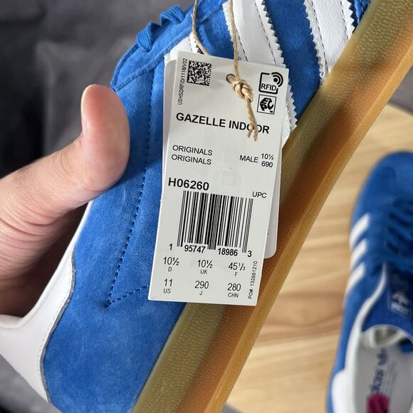 Adidas Originals Gazelle Mens 11 Indoor Blue Bird Gum Casual Shoes Sneakers